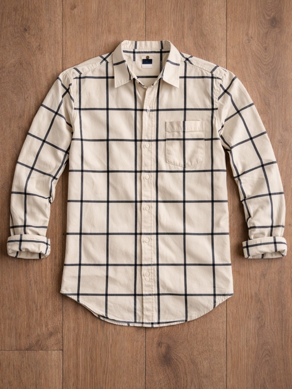 Universal Thread Beige and Black Plaid Shirt